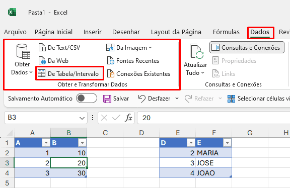 enviar dados excel power query