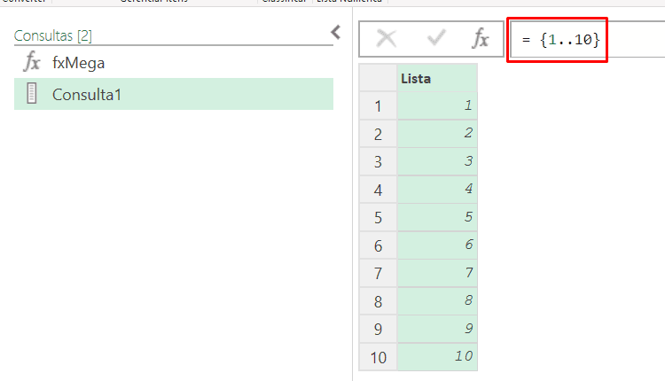 Criando uma lista de números no Power Query