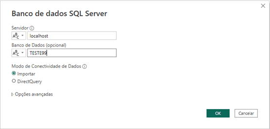 Power Query - Selecionar banco de dados SQL a conectar