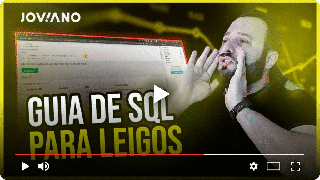 Capa da aula Guia SQL para leigos, com Joviano.