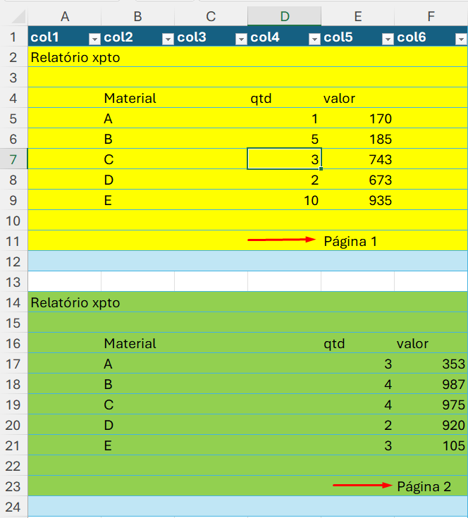 tabela do excel
