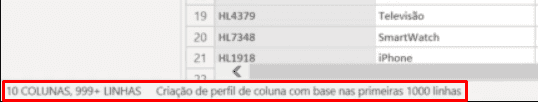 power query limite linhas