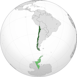 Mapa da América do Sul com o Chile em destaque.
