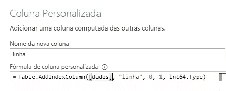Janela Coluna Personalizada com AddIndexColumn aplicada a tabelas aninhadas.