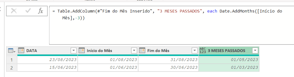 Retroagir ou avançar meses no power Query  - Joviano