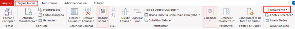 menu do power query