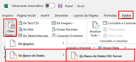 Excel - menu dados, obter dados, iniciar power query